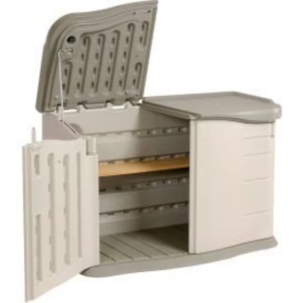 Rubbermaid Horizontal Split-Lid Shed FG375301OLVSS, 4'7